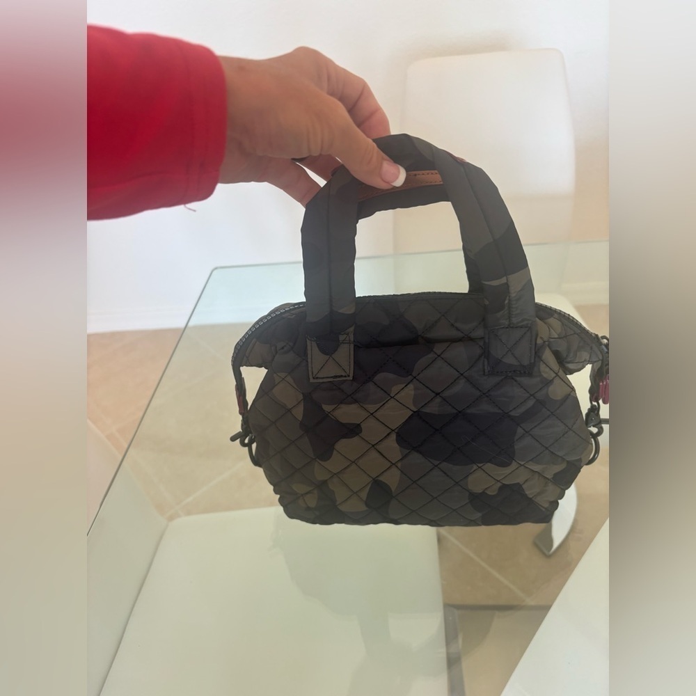 Camouflage Quilted Nylon Military Green & Black Tote .